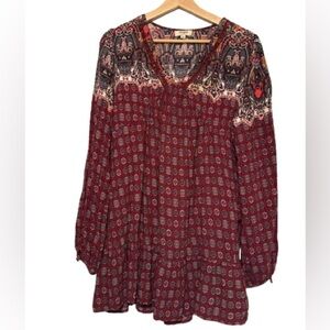 Umgee Red and Black Boho Blouse